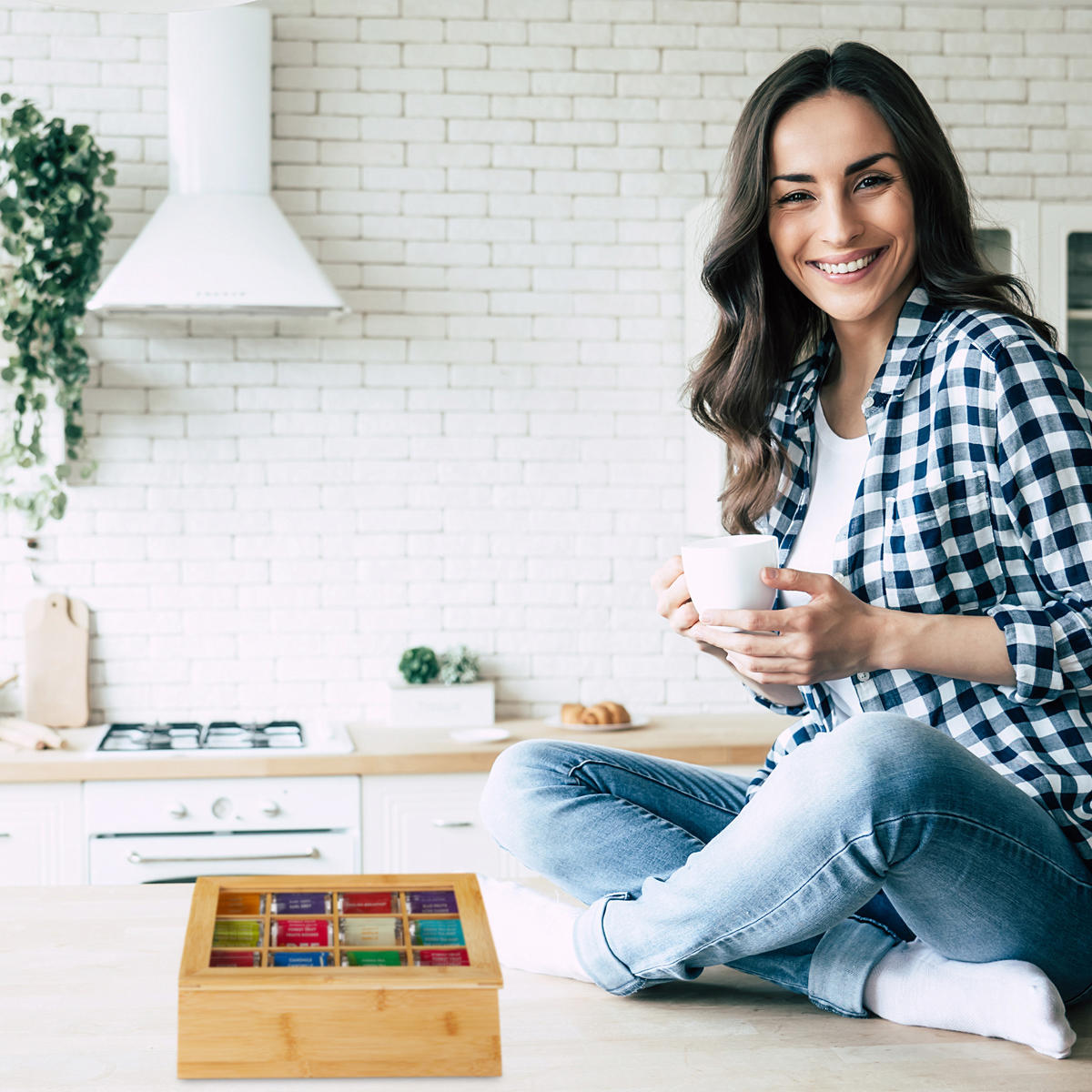 TEEBOX Bambus - Hellbraun, Holz/Kunststoff (28/9/23cm) - Relaxdays