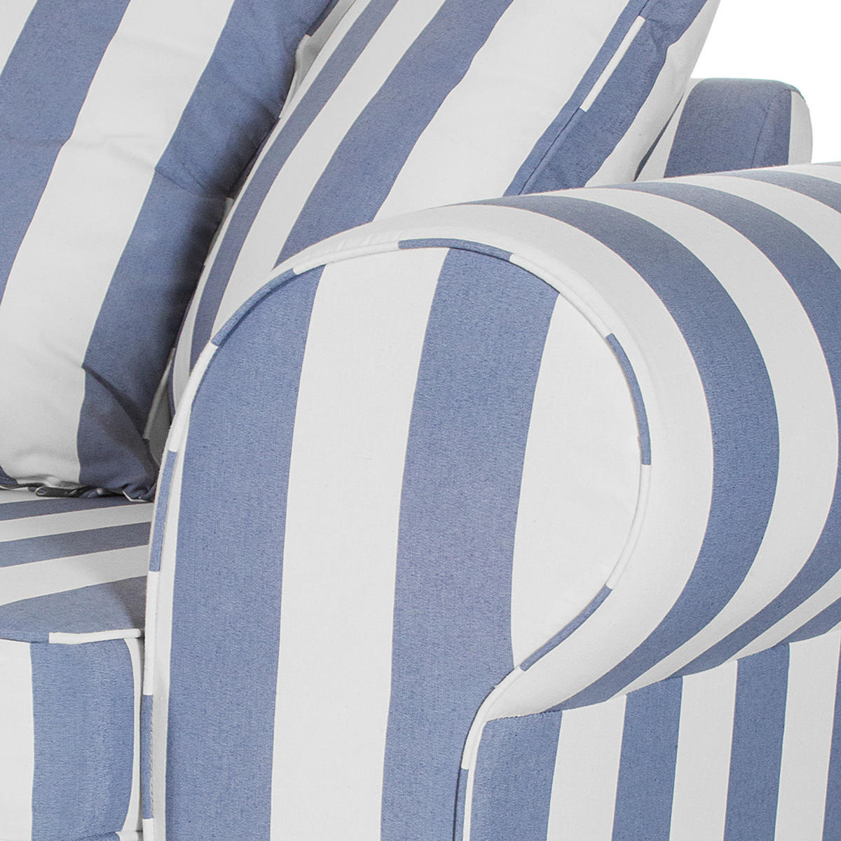 2-SITZER SOFA - Webstoff - gestreift - Blau/Dunkelbraun, Buchenholz/Textil (187/88/88cm) - home24