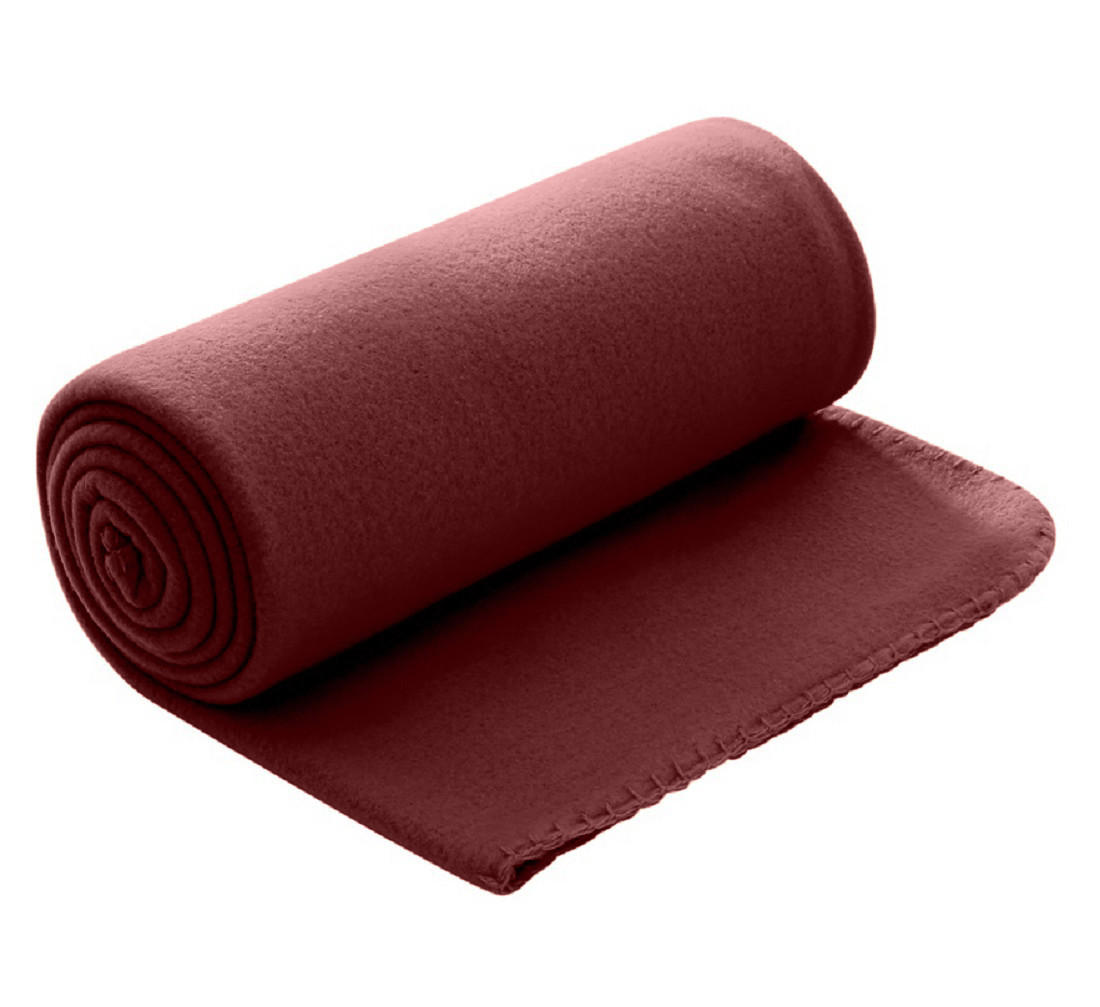 FLEECEDECKE weinrot 130/160 cm Kettelrand Anti-Pilling - Bordeaux, Textil (130/160cm) - wometo