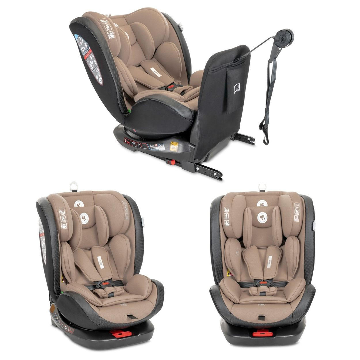 KINDERSITZ Ares i-Size beige/braun (40-150cm) Isofix, verstellbar, Sitz 360° drehbar - Cappuccino, Kunststoff (46/63/53cm) - Lorelli