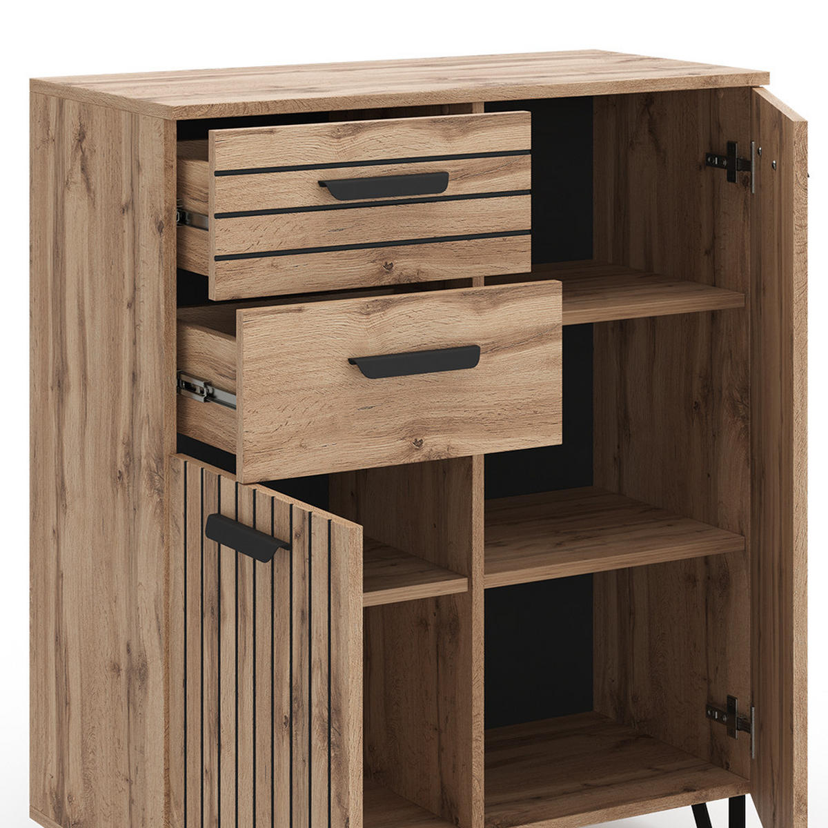 KREDENC Amber Hnědá - černá/dub Wotan, kompozitní dřevo (38/100/80.1cm) - Vicco