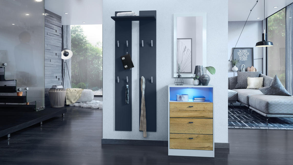 KOMMODE Pino Fronten in Eiche Natur - Eichefarben, Holzwerkstoff (56/86.5/36cm) - Vladon