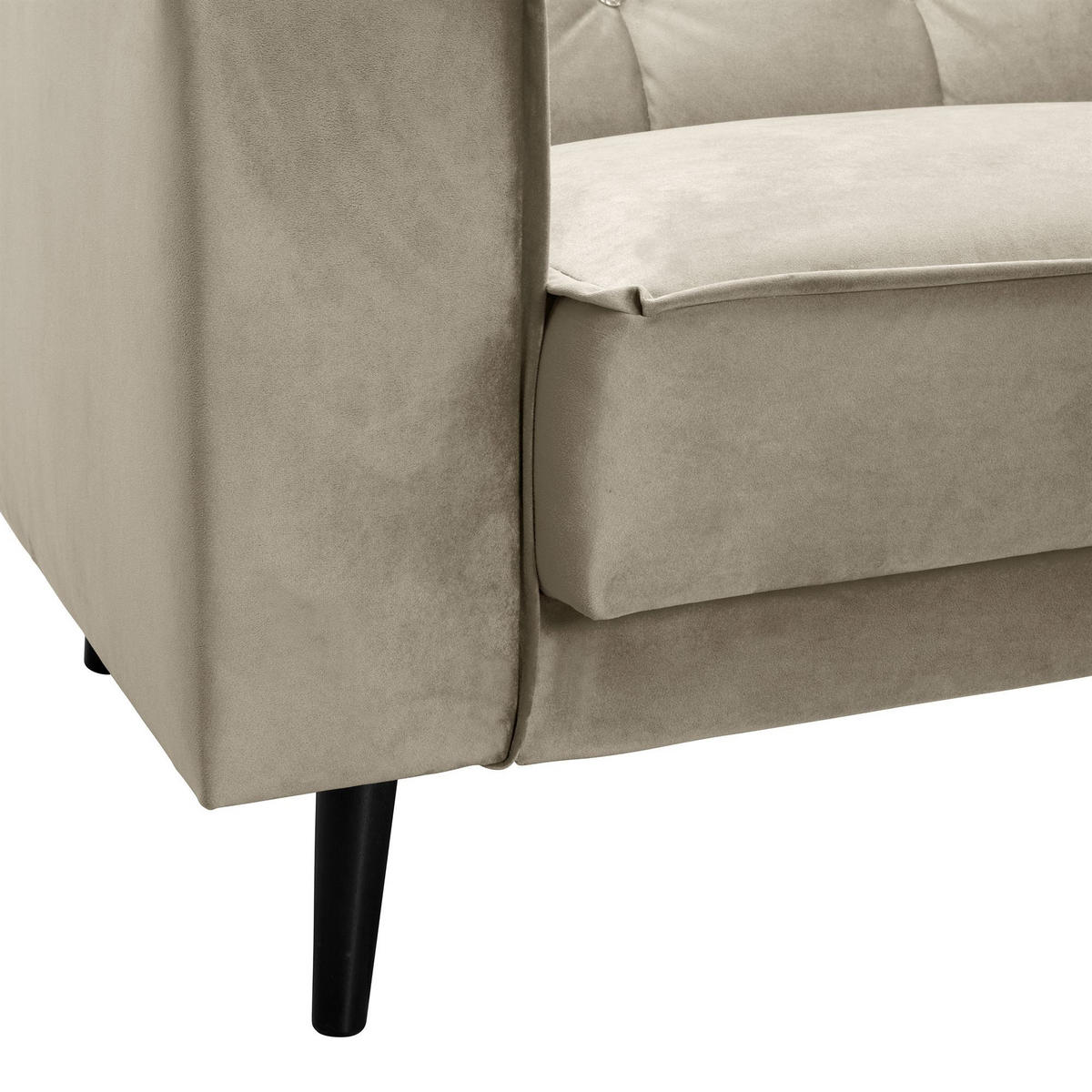 SOFA 3-Sitzer mit Bettfunktion Kaycee Samtvelours sahara - Sahara, Kunststoff (78/84/240cm) - 58aufmkessel
