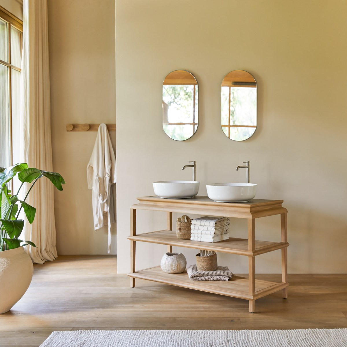 WASCHTISCHUNTERSCHRANK Achille Natur aus Teak - Naturfarben, Holz (134/80/55cm) - Tikamoon