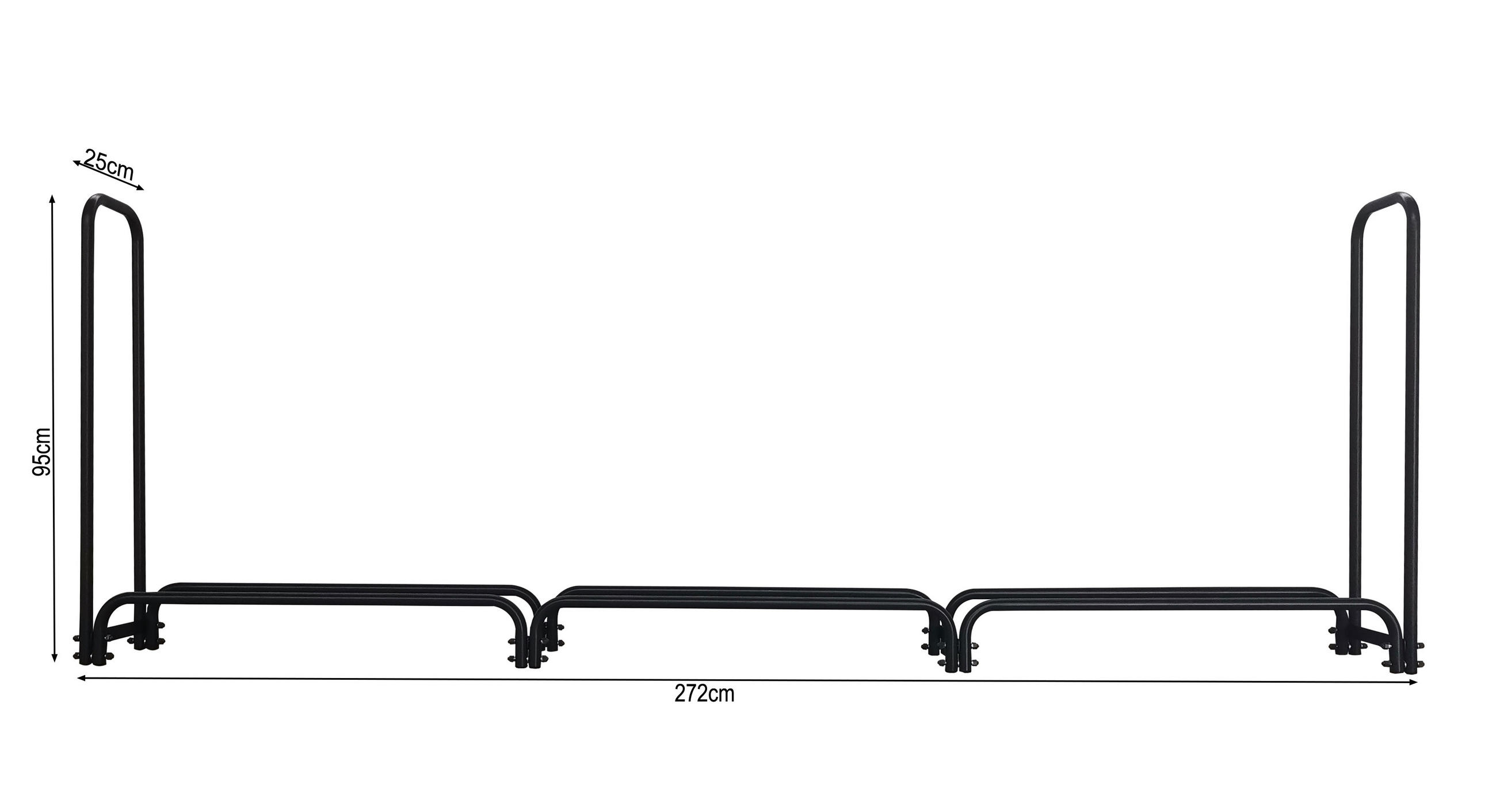 KAMINHOLZREGAL Außen 272x25x95 cm Metall Anthrazit 1 m³ / 1,5 SRM - Anthrazit, Metall (272/95/25cm) - QUICK STAR