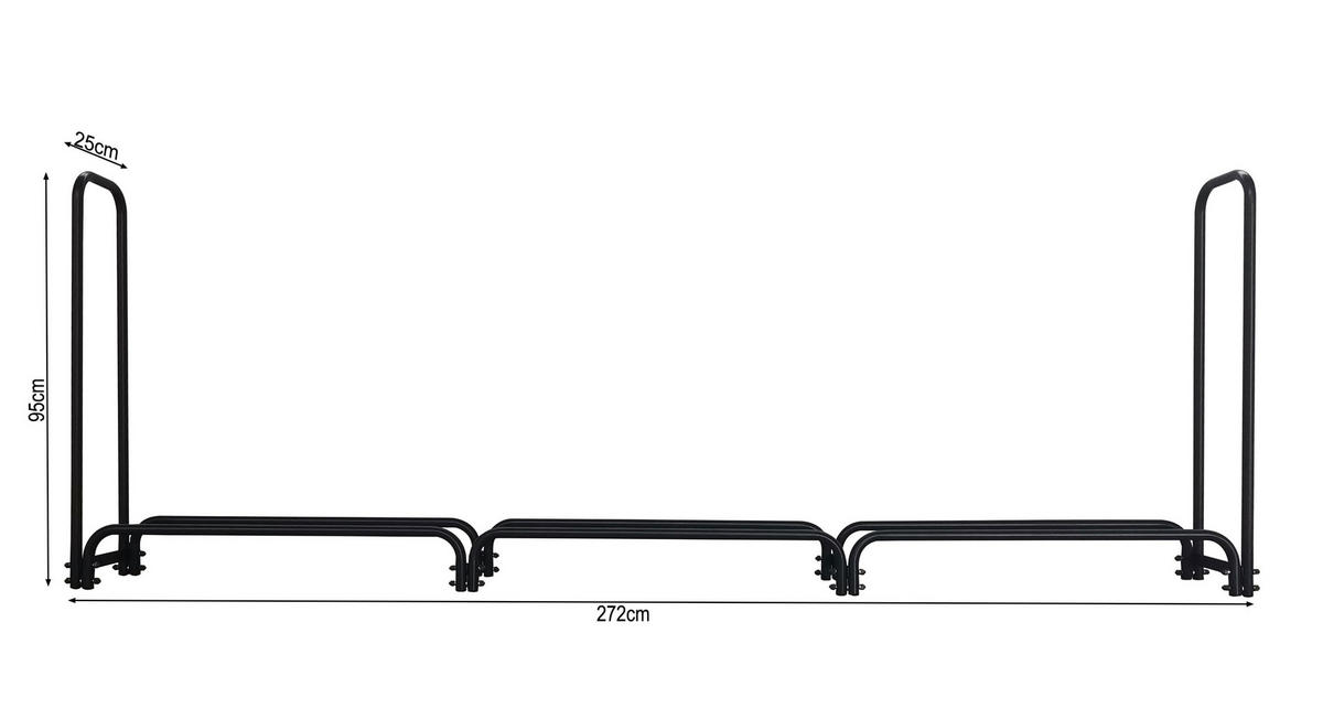 KAMINHOLZREGAL Außen 272x25x95 cm Metall Anthrazit 1 m³ / 1,5 SRM - Anthrazit, Metall (272/95/25cm) - QUICK STAR