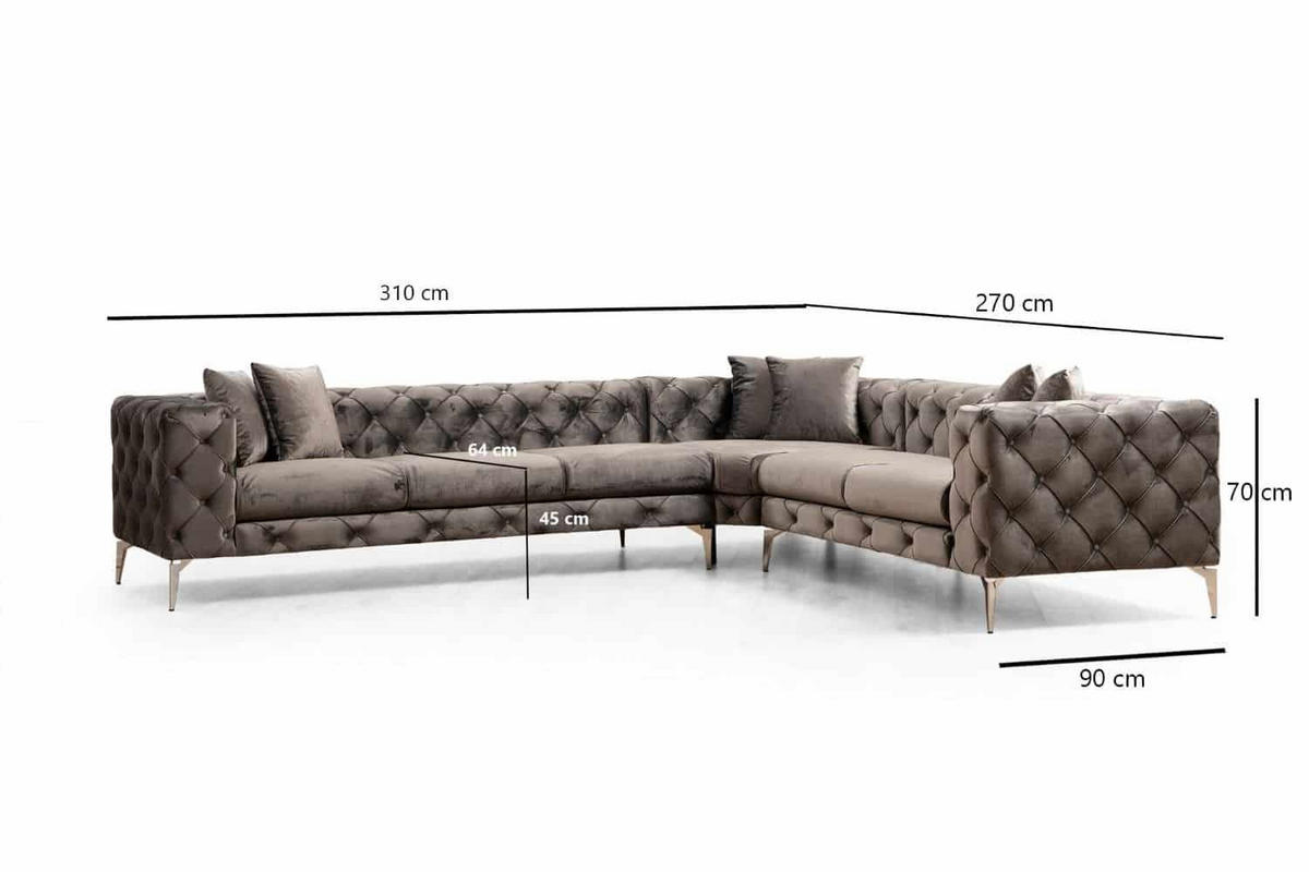ECKSOFA mit großzügiger XXL Sitzfläche für die ganze Familie - Chromfarben/Anthrazit, Holz/Textil (270/310cm) - myHomelando