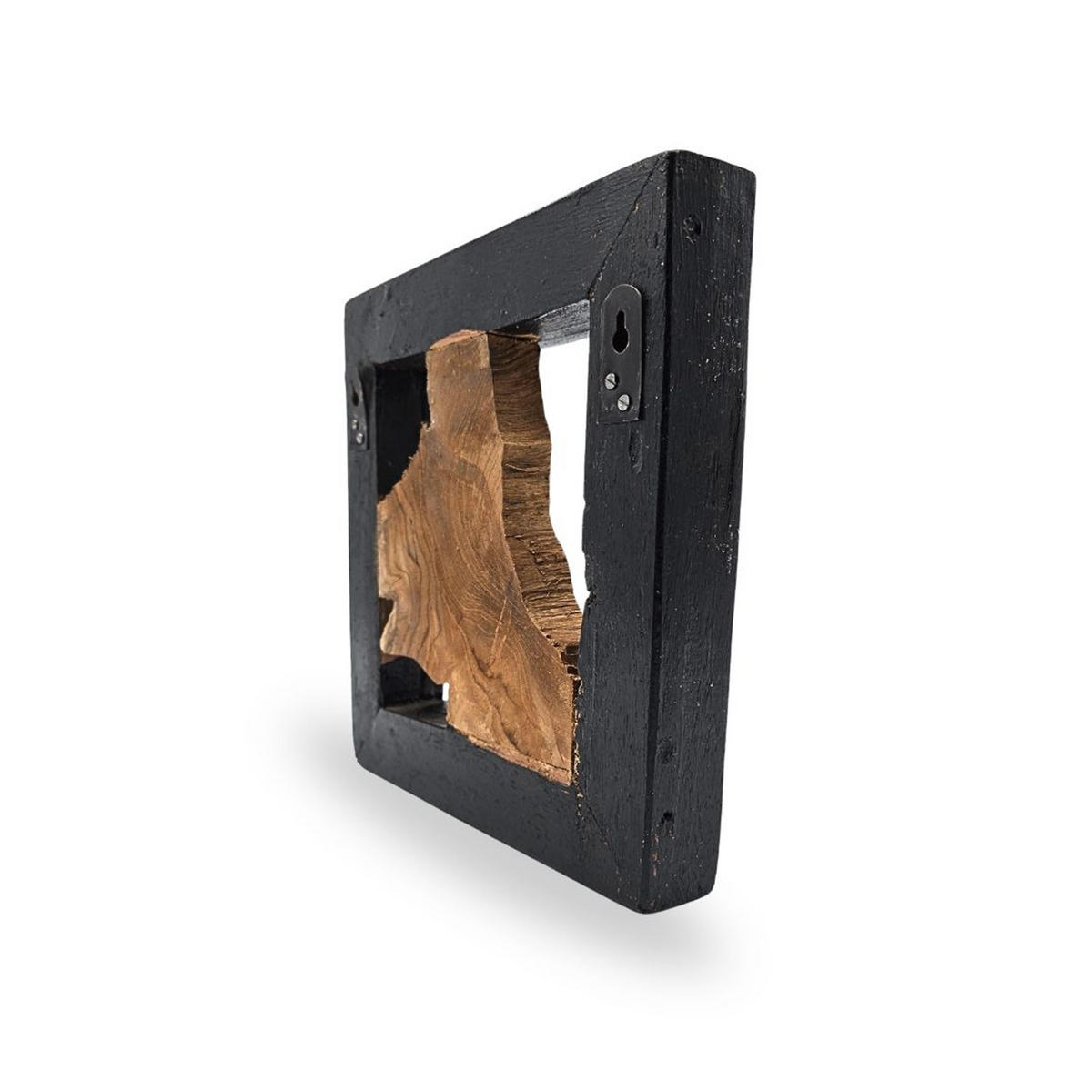 WANDDEKO Sprig 25x25 cm, Teak Wurzelholz massiv sdhwarz-braun - Naturfarben, Holz (25/25/4cm) - CREEDWOOD