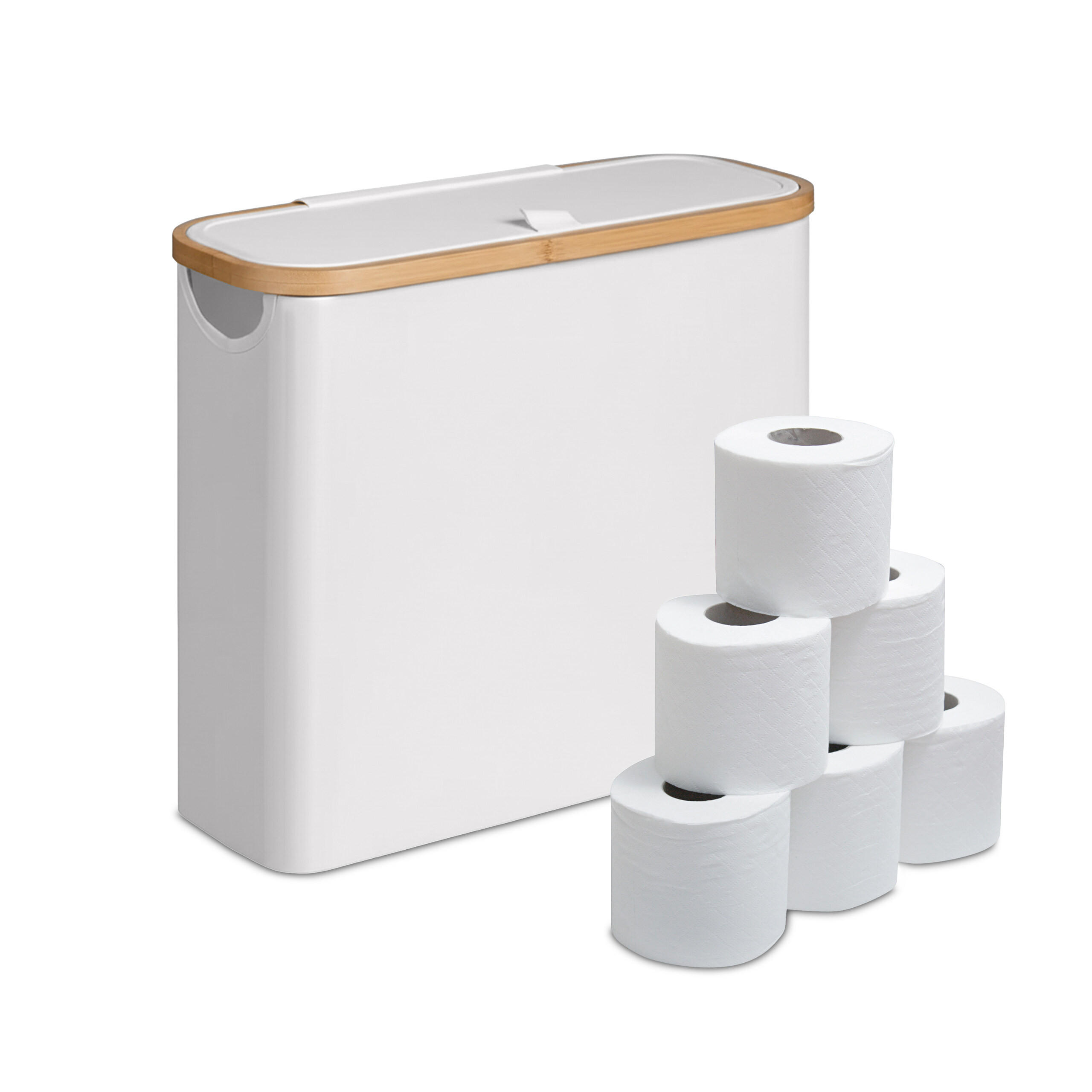 TOILETTENPAPIER-AUFBEWAHRUNG - Weiß, Holz/Textil (43/38/17cm) - Relaxdays