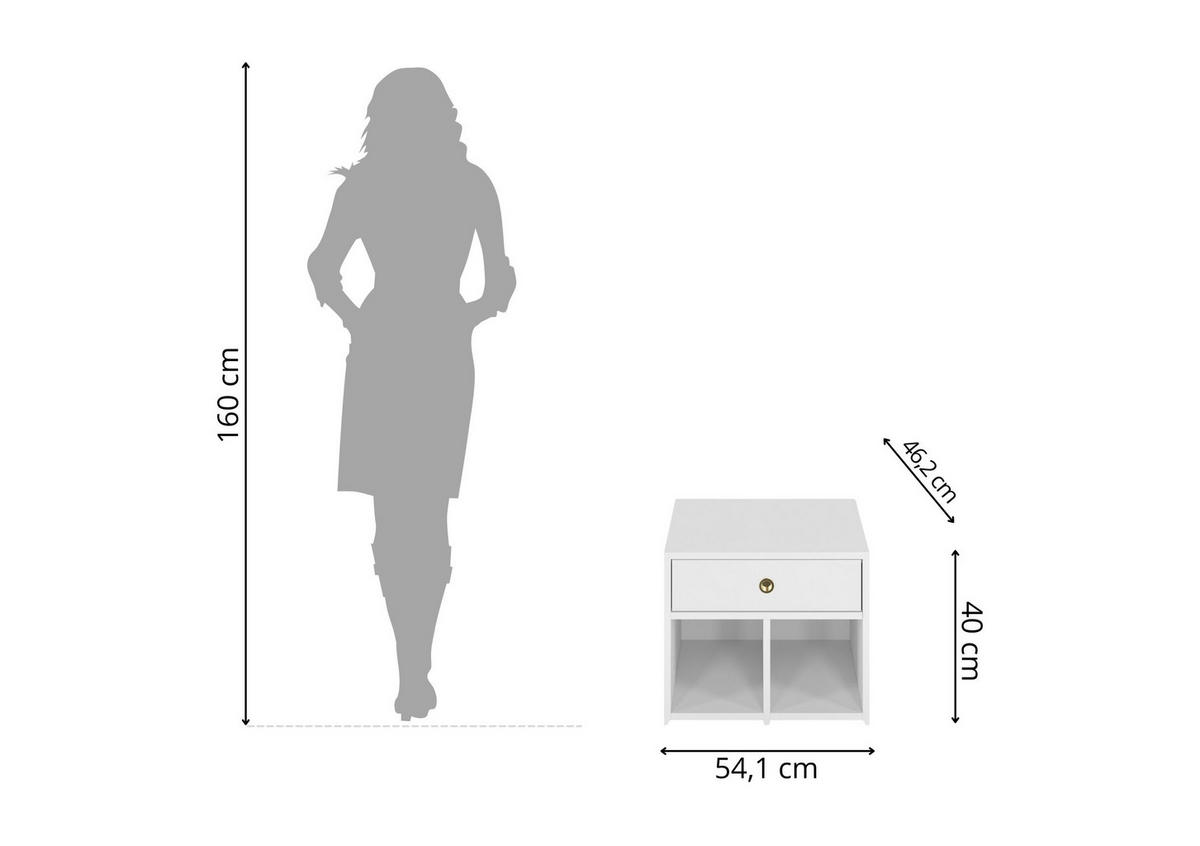 SCHRANK Mirage, mit goldenem Griff, Weiß - Weiß, Holzwerkstoff (54.1/40/46.2cm) - Dancan