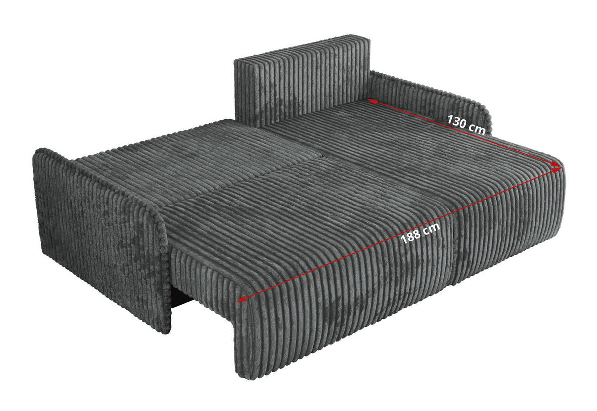 ECKSCHLAFSOFA ARPA L Dunkelgrau Cord - links - Dunkelgrau/Schwarz, Kunststoff/Textil (198/150cm) - MKS