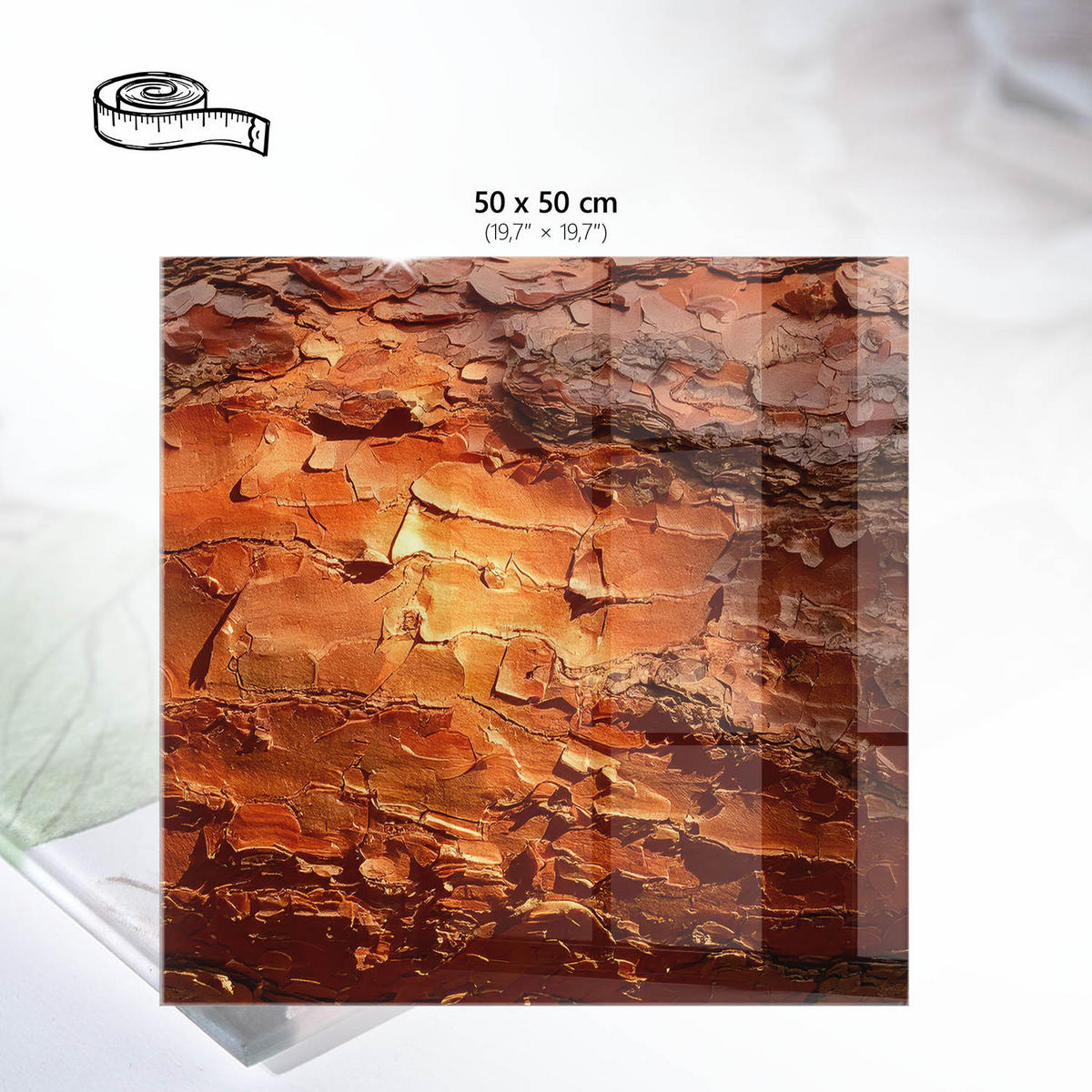 TISCHPLATTE 50x50 cm – Baumtextur - Grau, Glas (50/50/0.4cm) - Wallfluent