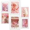 POSTER Set Mit 6 Ikonisches Pink, Kräftige Und Jugendliche Designillustration Ihres Zuhauses A3 & A4 Weißer Rahmen - Weiß, Papier (29/3cm) - Nacnic