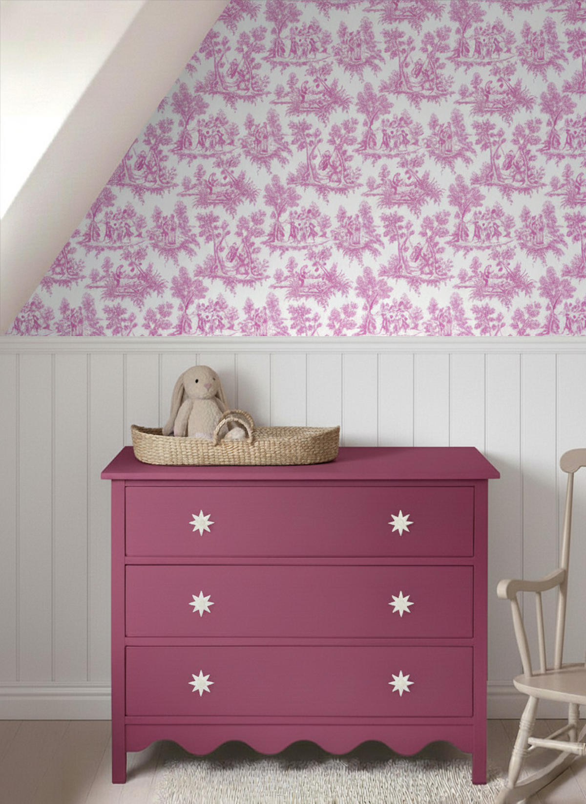 TAPETE Toile de Jouy 53 cm x 10.05 m - Pink, Papier (53/0.1cm) - ESTAhome