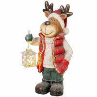 WEIHNACHTSDEKO Figur 52 cm Rentier mit Laterne Weihnachtsfigur mit LED-Licht - Rot, Metall (19.5/52/25.5cm) - HOMCOM