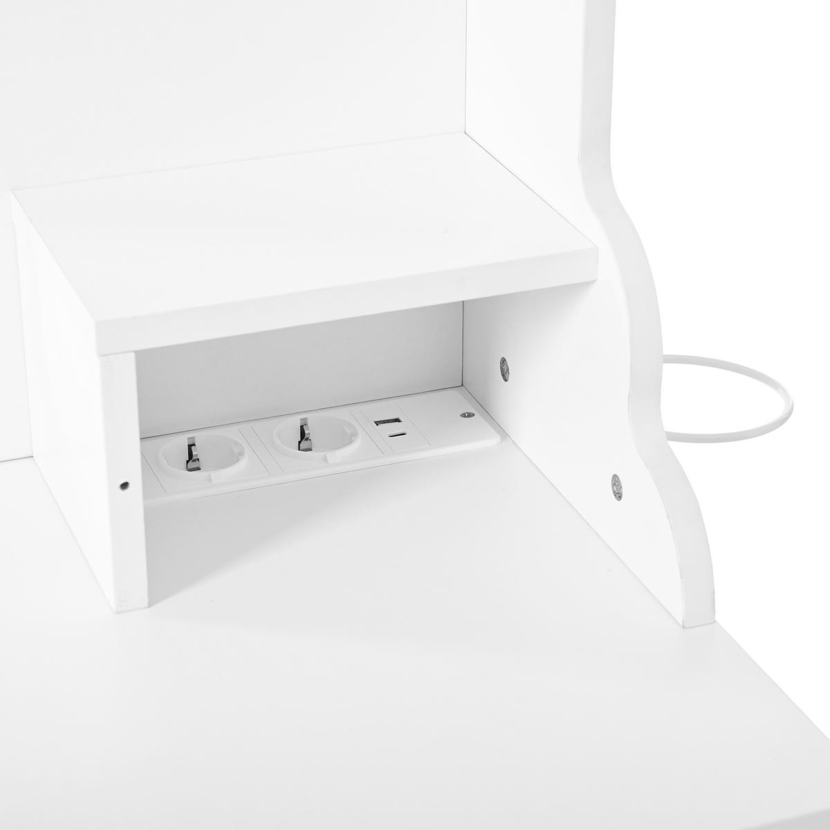 SCHMINKTISCH in Weiß mit Spiegel und LED-Beleuchtung für Schlafzimmer, B105/T40/H152 cm - Weiß, Glas/Holzwerkstoff (105/152/40cm) - STILVORA