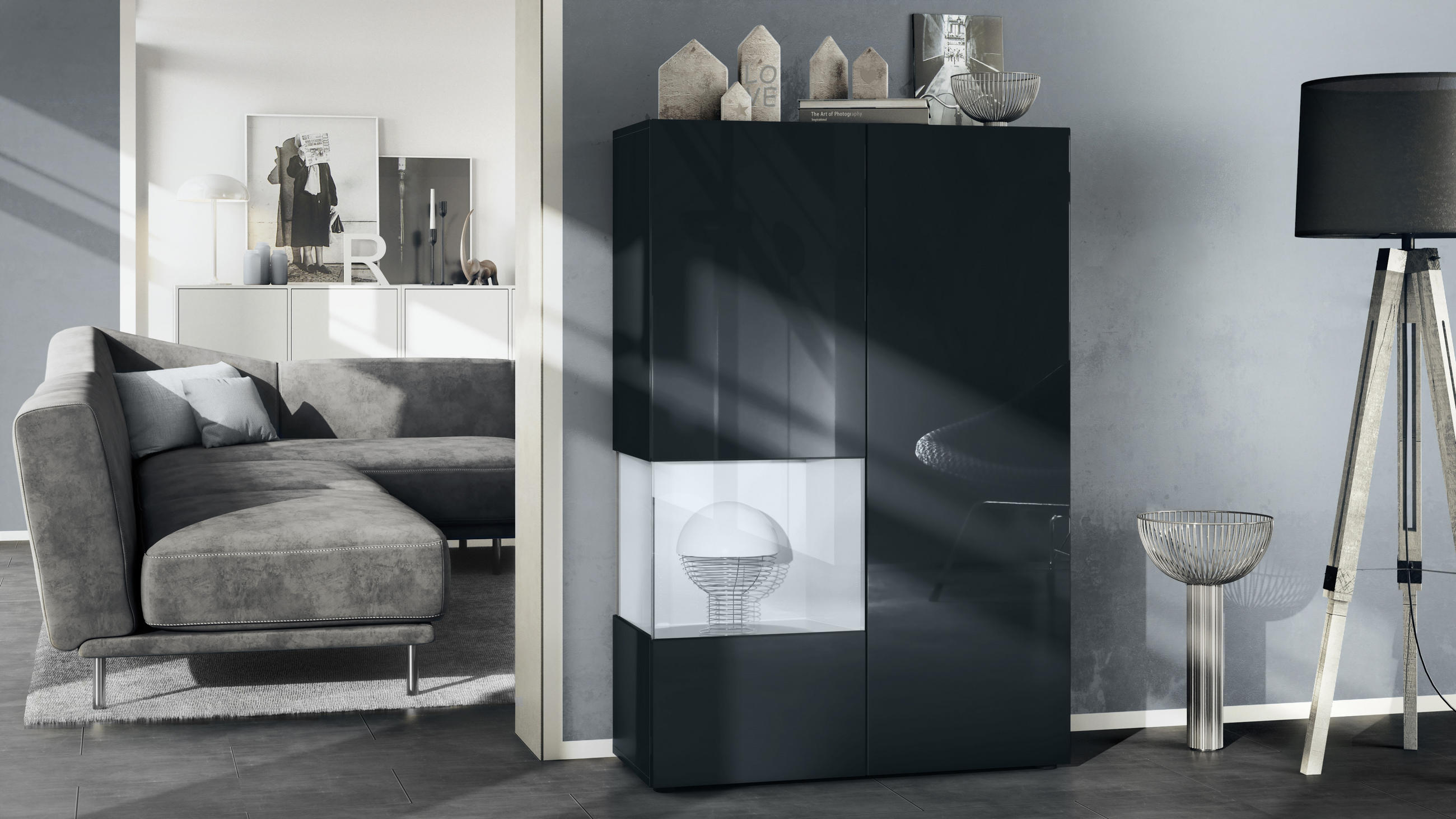 VITRINE Morena Einsatz in Weiß matt - Weiß, Holzwerkstoff (91.5/136.5/37cm) - Vladon
