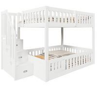 ETAGENBETT aus Kiefernholz und MDF 140x200 cm Weiß mit Stauraumtreppe - Weiß, Holzwerkstoff (140/200cm) - Modfu
