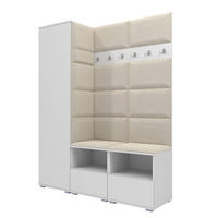 GARDEROBEN-SET Nela II mit gepolsterten Paneelen 150/187/40 - Silberfarben/Creme, Holzwerkstoff/Kunststoff (150/187/40cm)