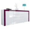 SIDEBOARD La Paz Weiß Hochglanz / Brombeer Hochglanz - Weiß Hochglanz/Bordeaux, Holzwerkstoff (167/72/35cm) - Vladon