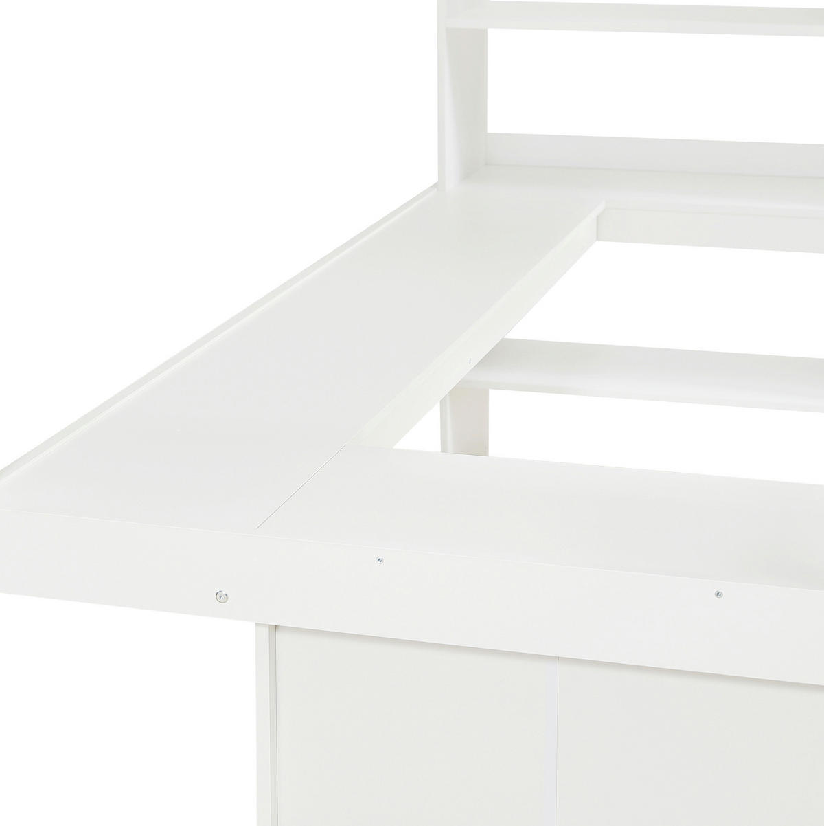 HOCHBETT 90/200 cm Weiß aus Kiefer, Spanplatte und Sperrholz mit Ablageregal - Weiß, Holz (90/200cm) - OKMYHOME