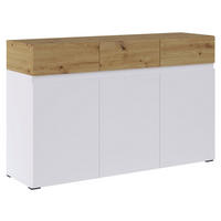 SIDEBOARD Rimini weiß / Eiche Artisan 135 / 40 / 86cm - Eichefarben/Weiß, Holzwerkstoff (135/86/40cm) - Feldmann-Wohnen