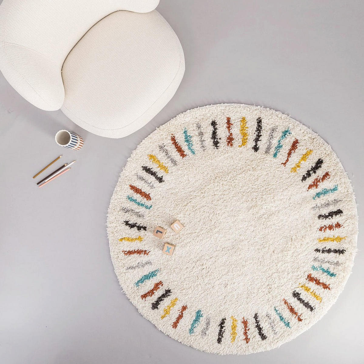 KINDERTEPPICH rund weich beige - Beige, Textil (120/120cm) - AFK Living