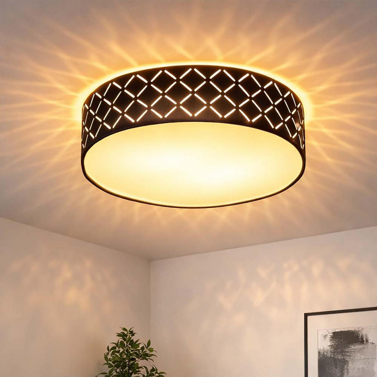 LED DECKENLEUCHTE Metall Schwarz Gold - Schwarz, Metall (38/38/10cm) - Globo Lighting