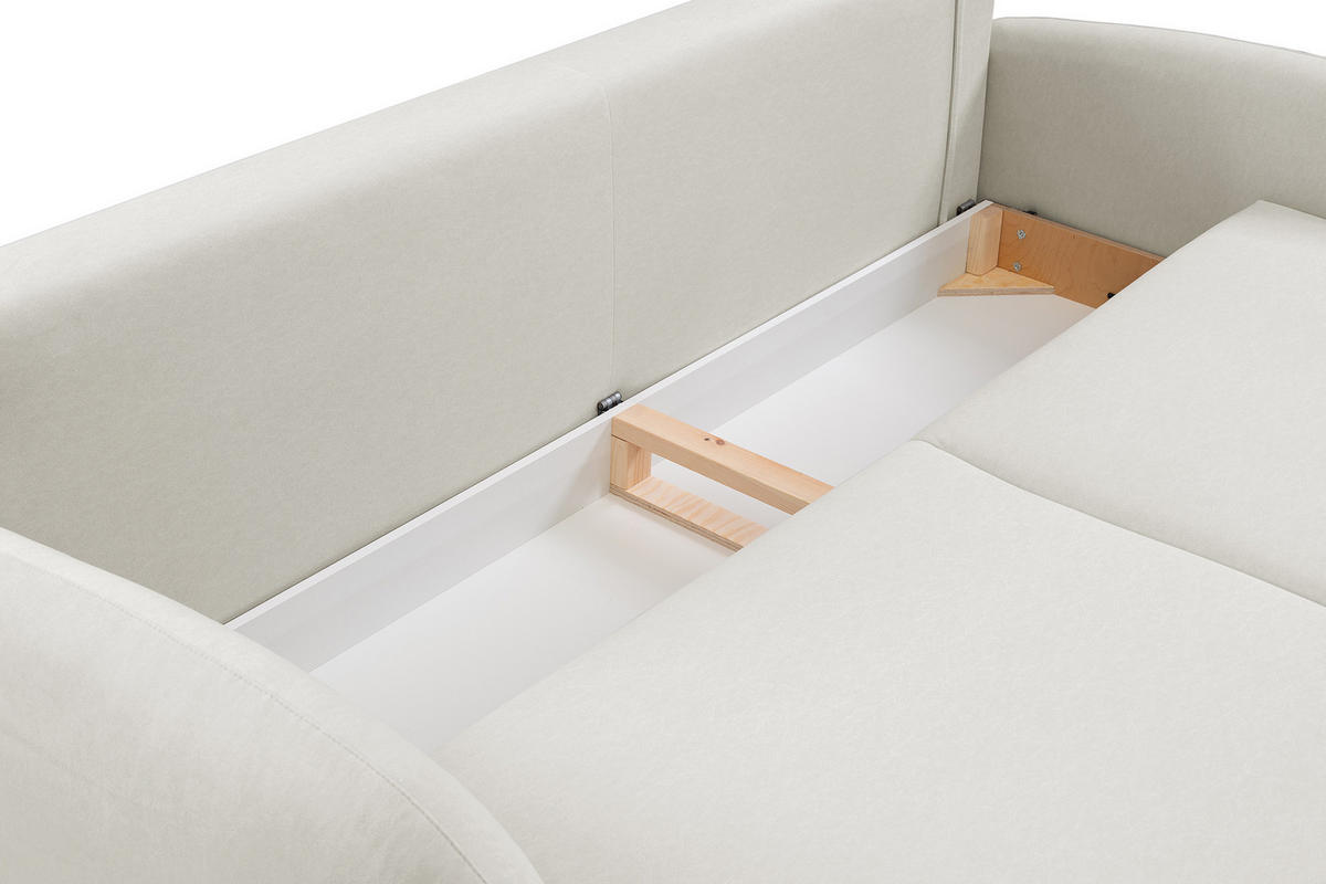 SCHLAFSOFA Bafra Hellbeige Velours - Ecru/Schwarz, Holz/Textil (232/92/102cm) - Selsey