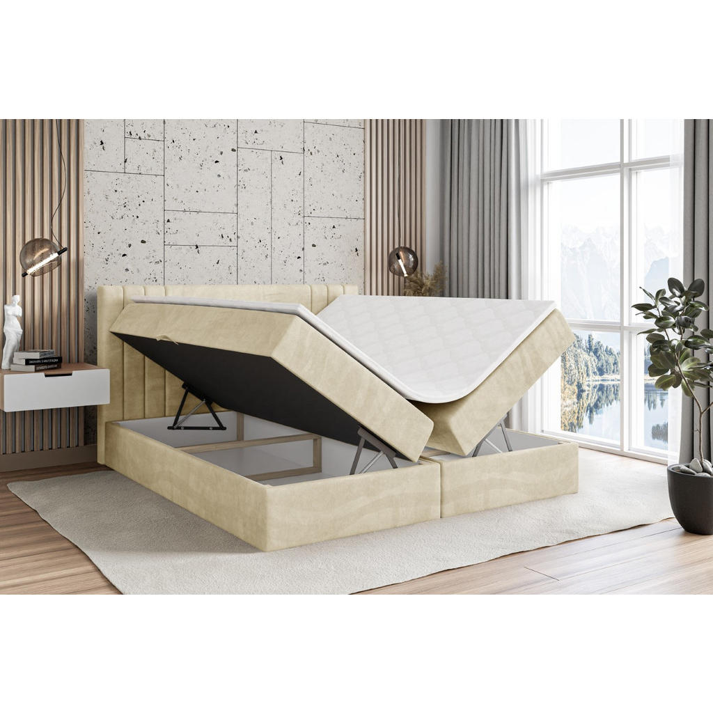 Thumbnail - Altdecor Boxbett, Beige, Holzwerkstoff, Höhe ca. 20 cm, 140x200 cm, Schlafzimmer, Betten, Boxspringbetten