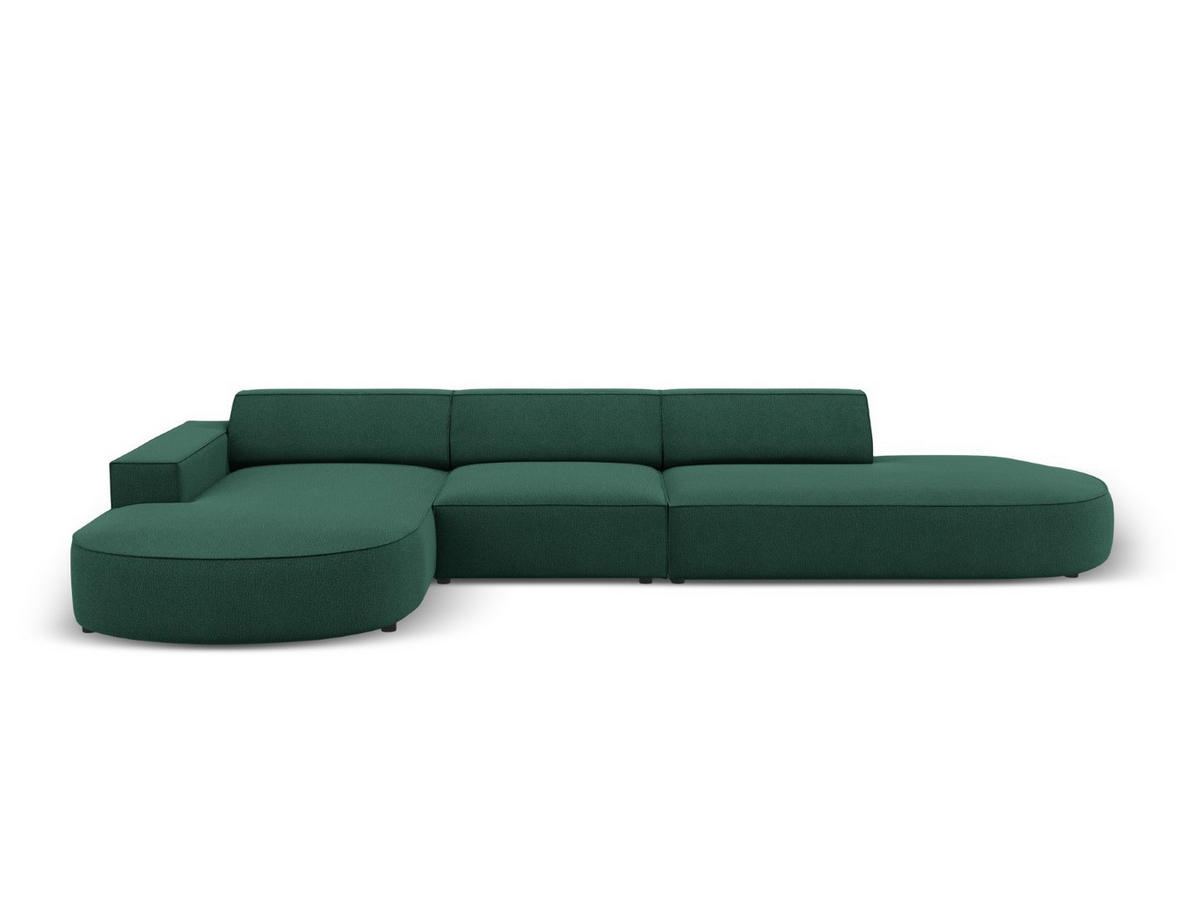 ECKSOFA links Jodie aus strukturiertem Stoff grün 4 Sitzplätze - Grün, Textil (166/342cm) - Micadoni