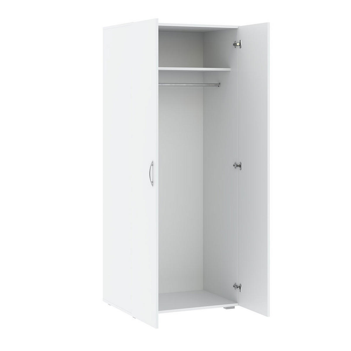 KLEIDERSCHRANK Basic Weiß 74 / 52 / 179 cm - Silberfarben/Weiß, Holz/Holzwerkstoff (74/179/52cm) - Feldmann-Wohnen