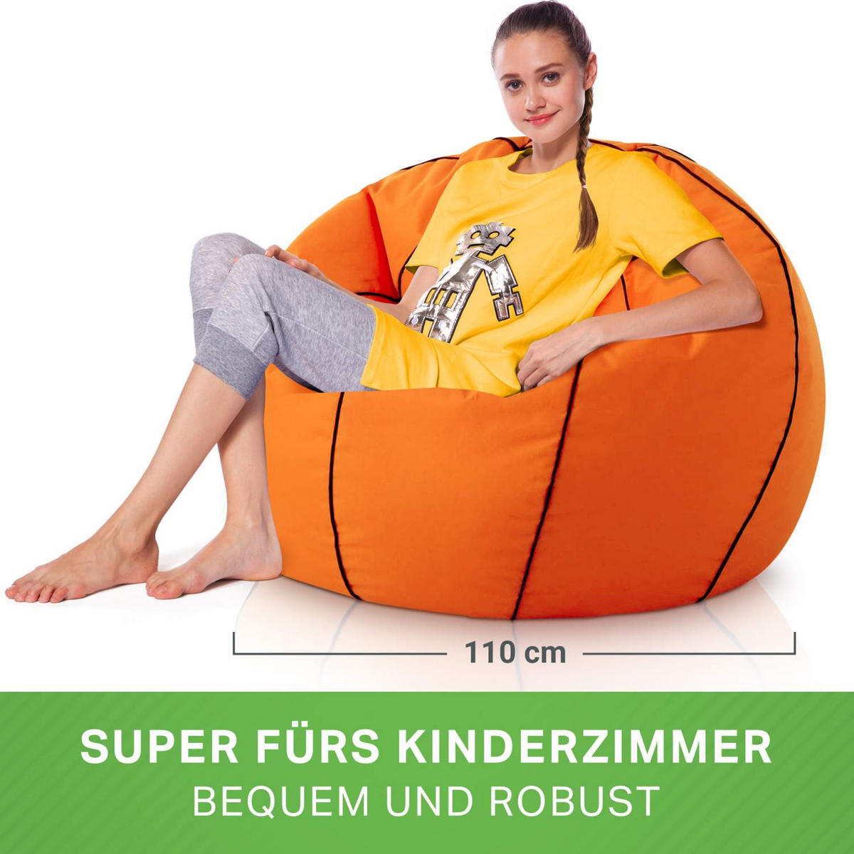 GAMING-SITZSACK Basketball 110cm - 300L - Orange, Textil (110/110/110cm) - Green Bean