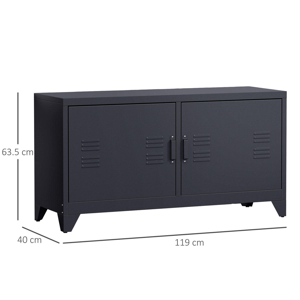 LOWBOARD DE-16098 119/40/63,5 cm Schwarz - Schwarz, Metall (119/63.5/40cm) - ComfortXL