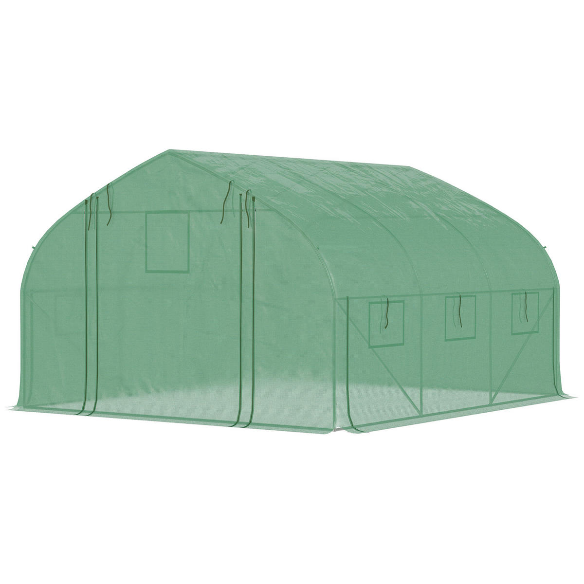 GEWÄCHSHAUS DE-11987 10,4 m² mit Tür & 7 Fenstern Grün - Grün, Kunststoff (300/200/347cm) - ComfortXL