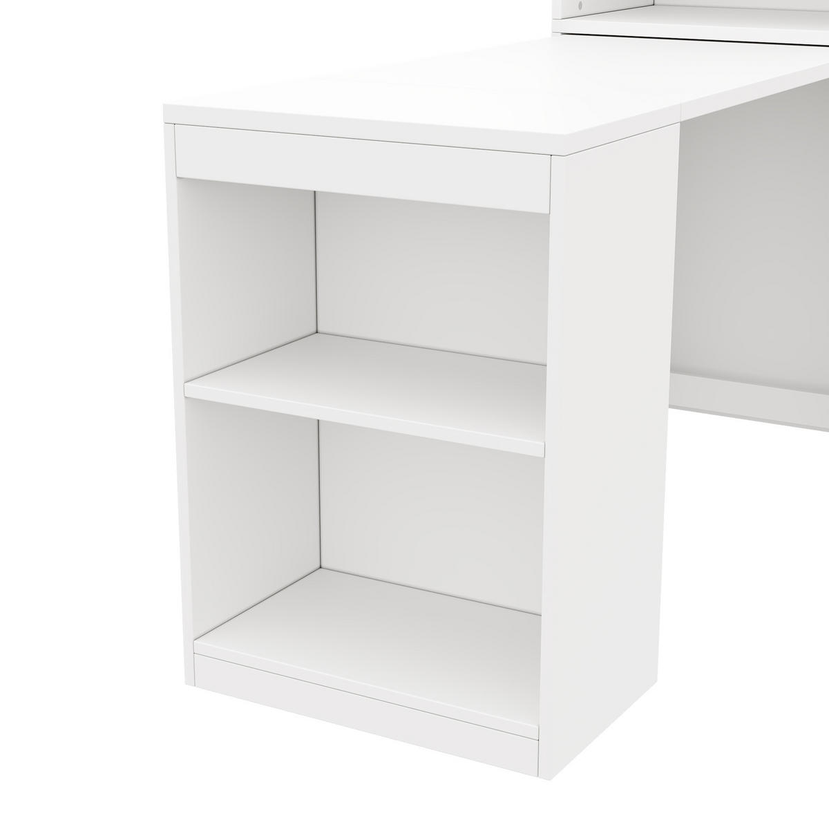 SCHREIBTISCH Weiß 130/51/137 cm klappbar mit Regal und 4 offenen Fächern - Weiß, Holzwerkstoff (130/51/137cm) - PANGIVO