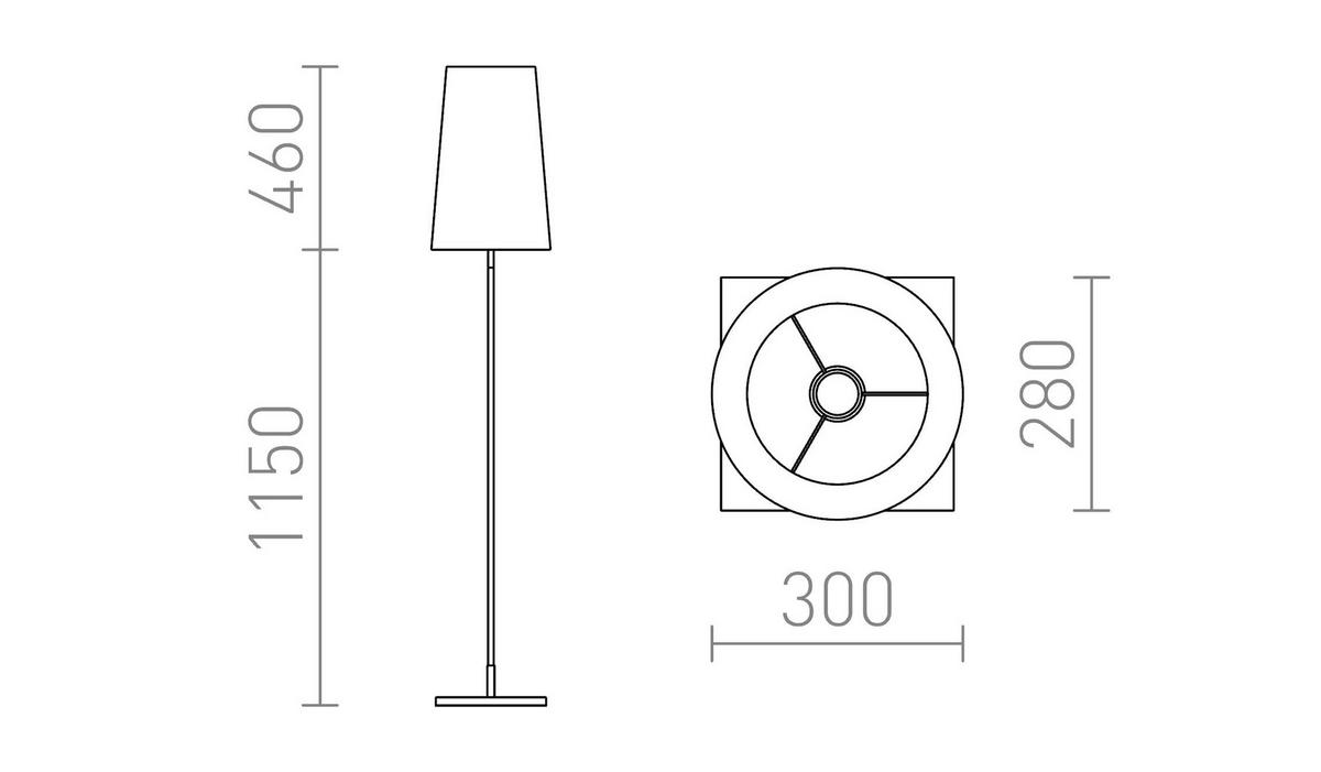 STEHLEUCHTE LULU Schwarz Chrom 8 W - Schwarz, Metall (30/30/161cm) - Rendl