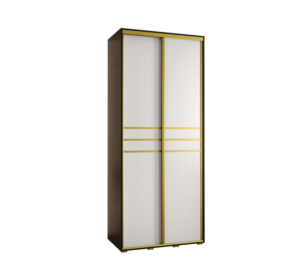 SCHWEBETÜRENSCHRANK 235,2/100/45 2-türig - Goldfarben/Schwarz, Holz/Metall (100/235/45cm) - Abiks Möbel