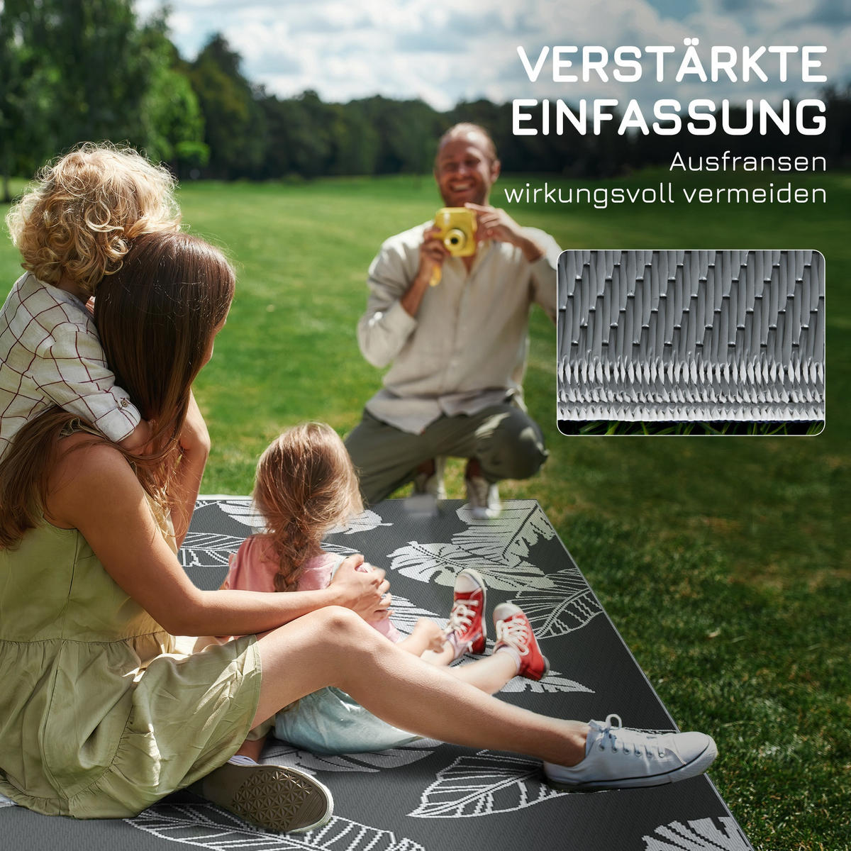 OUTDOORTEPPICH, Kunststoff, Grau+Weiß - Weiß/Grau, Kunststoff (274/182cm) - Outsunny