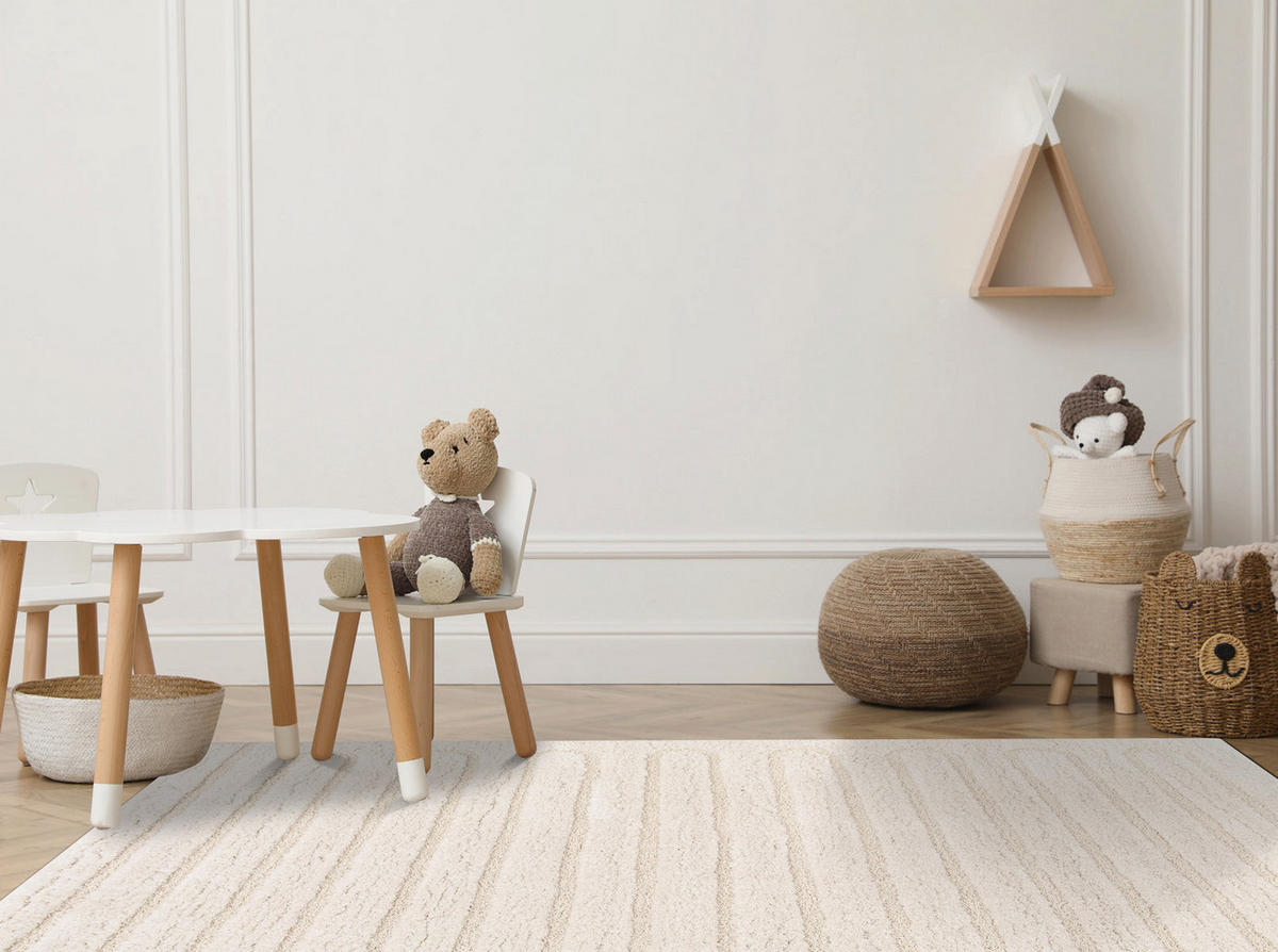 TEPPICH weich mit Relief aus recyceltem Polyester weiss - Weiß, Textil (120/170cm) - AFK Living