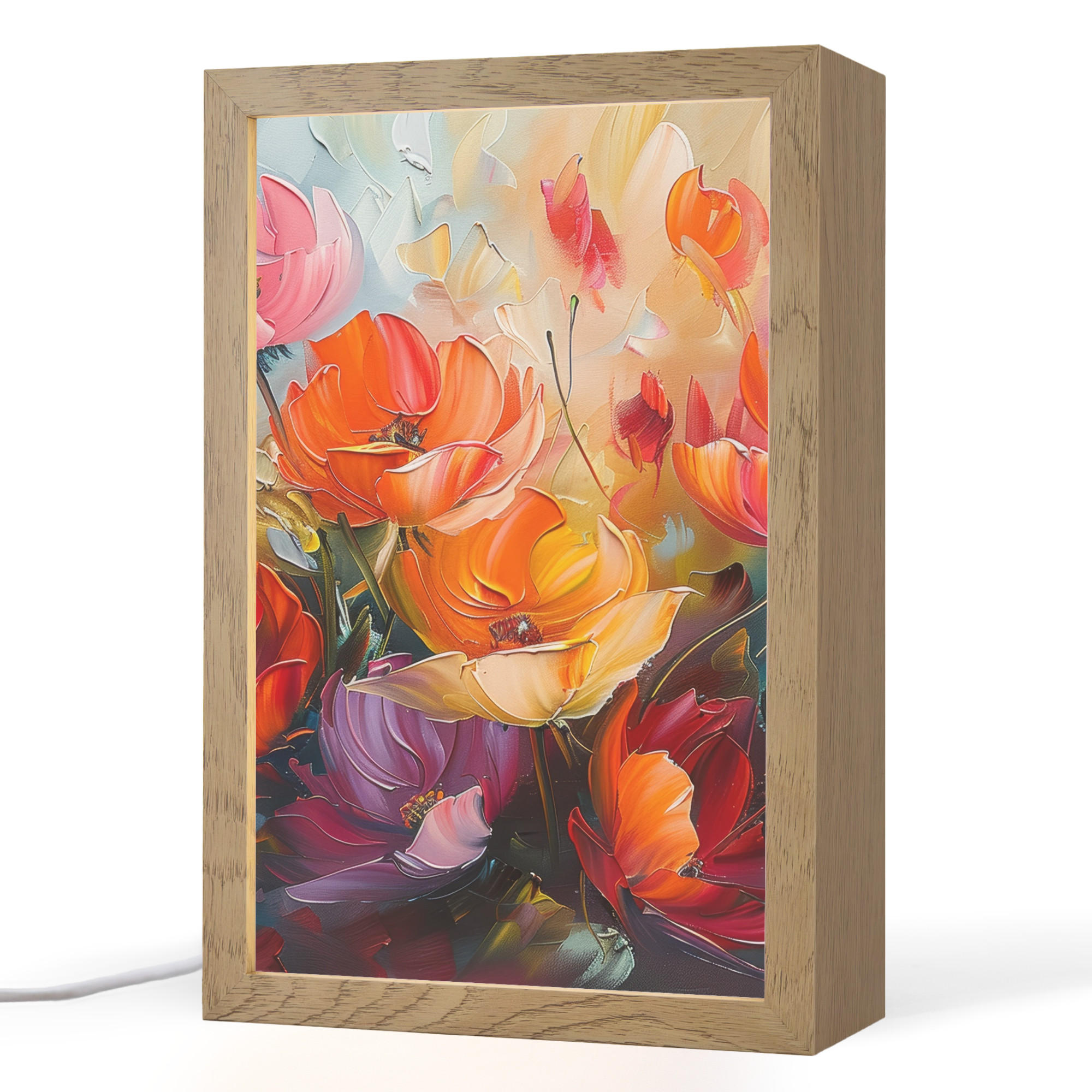 OnlyWow STOLNÍ LAMPA Květiny - barevné - malba - abstraktní - umění 20x30 cm