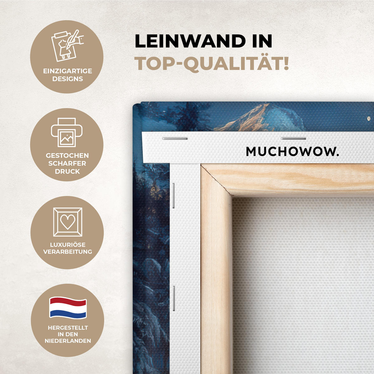 LEINWANDBILD Zug - Weihnachten - Schnee - Weihnachtszug 50x50 cm - Anthrazit, Textil (50/50cm) - MuchoWow