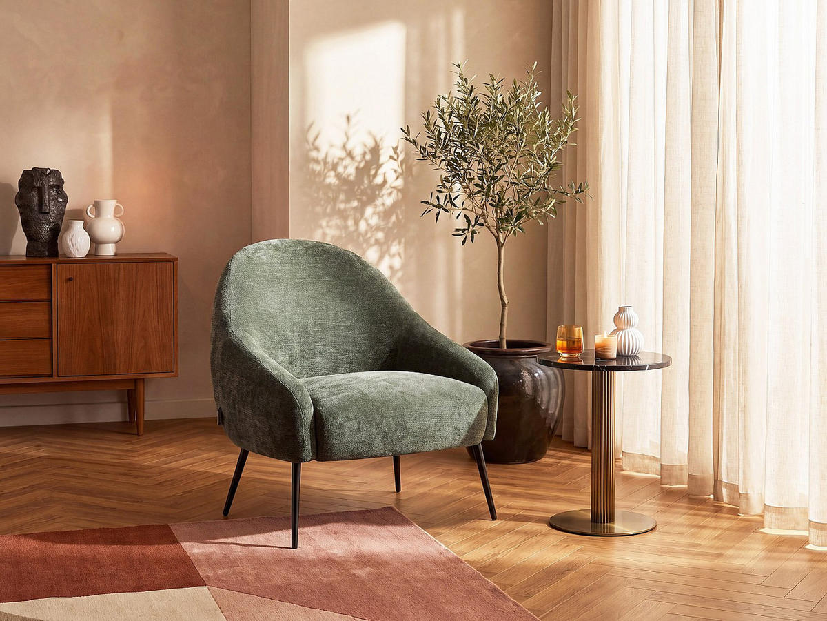 SESSEL mit gerader Rückenlehne - 1 Person - stoff - grün Ribedi - Grün, Textil/Metall (73.5/80/83cm) - Vente-Unique