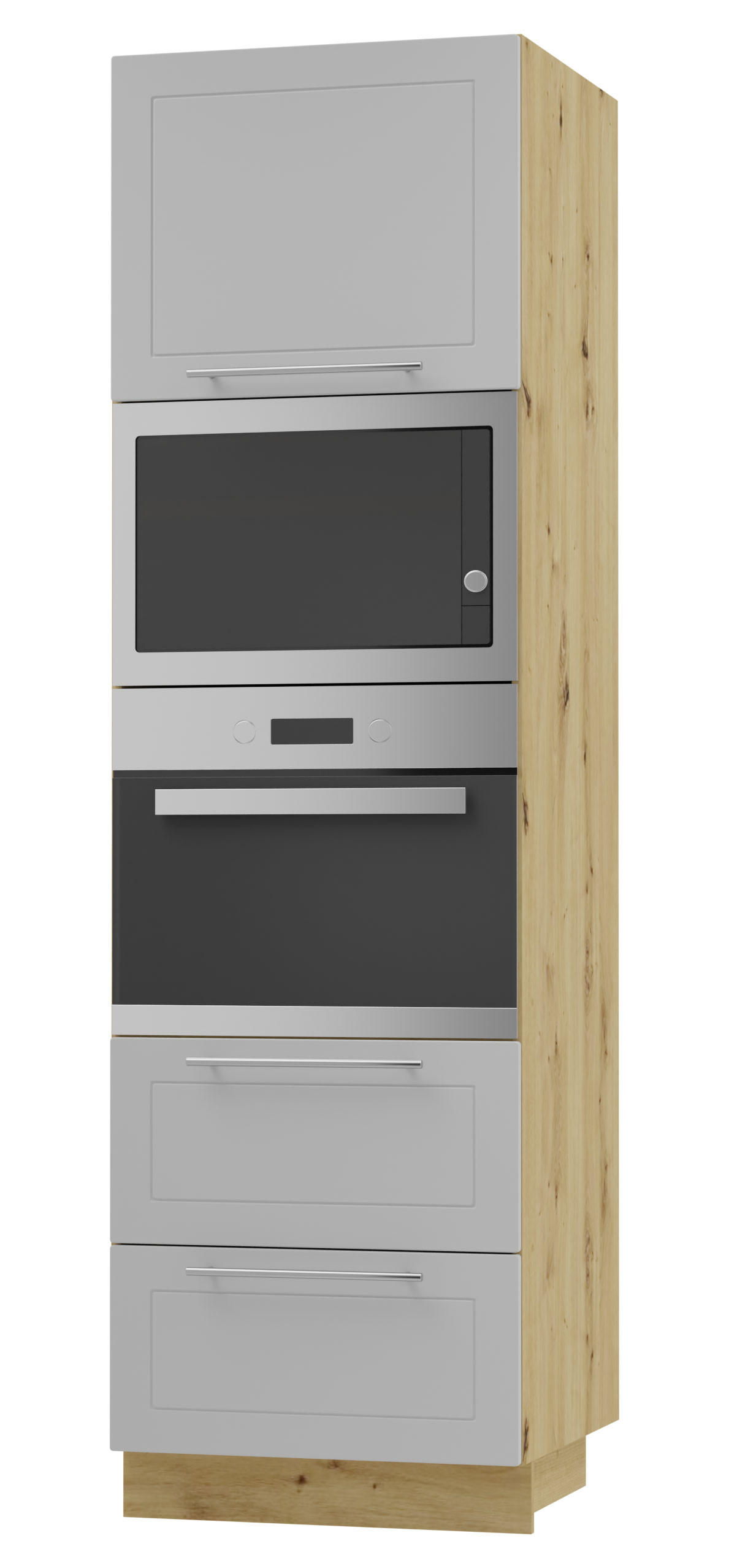 Feldmann-Wohnen Backofen-Hochschrank Grau, Eiche Artisan 60x207x59 cm