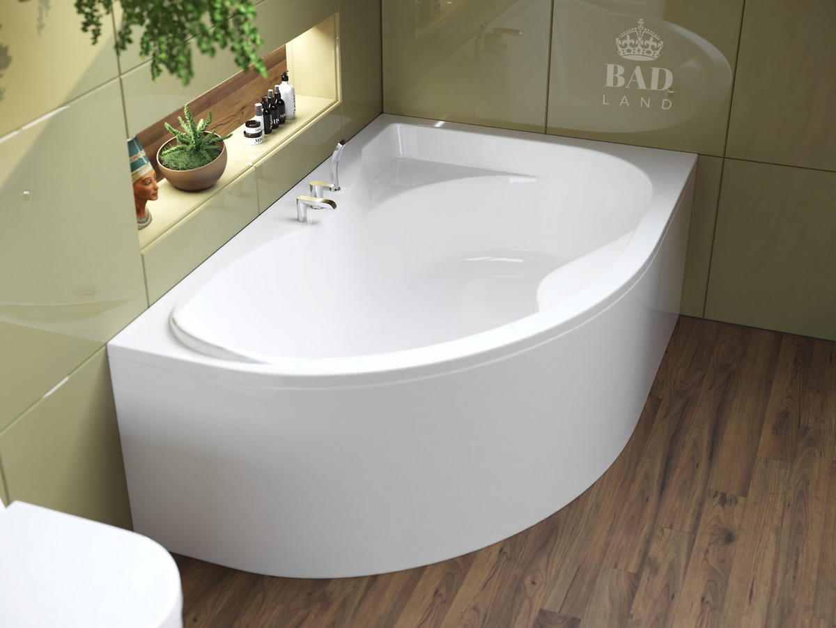 BADEWANNE Eckwanne DORA 170/110 Rechts Ablauf & Füße - Weiß, Kunststoff (110/59.5/170cm) - bad land