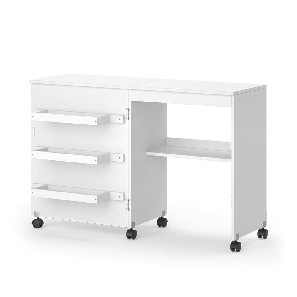 NÄHTISCH Carmen Weiß 118 x 79.3 cm mit 3 Regalen - Weiß, Holzwerkstoff (40/118/77.5cm) - Vicco