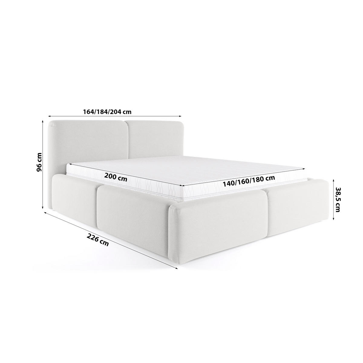 POLSTERBETT Rosmus Bettkasten 140x200 grau - Grau, Holz/Textil (140/200cm) - Fedve