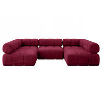 WOHNLANDSCHAFT modulares Sofa Garvo-U1 - 285x190x70 cm Bordeauxrot Velours - Bordeaux, Holzwerkstoff/Textil (285/70/190cm) - ALTDECOR