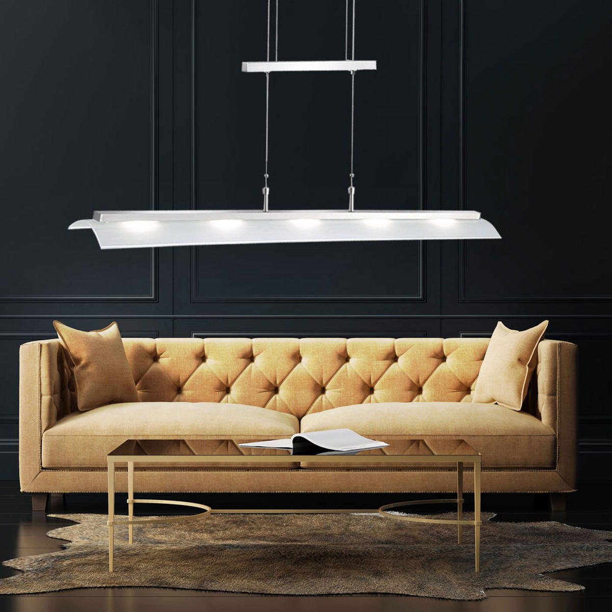 LED HÄNGELEUCHTE Stahl Silber - Silberfarben, Glas (110/14/160cm)