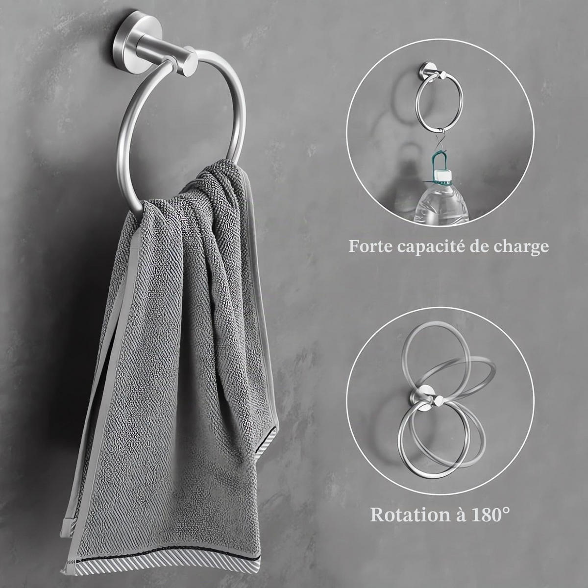 HANDTUCHHALTER – 10-teiliges Set – Silber - Silberfarben, Metall (5/5/41cm)